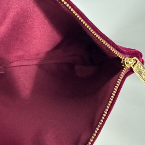 NWOT Dolce & Gabbana Beauty Red Velvet Maroon Zipper Velour...